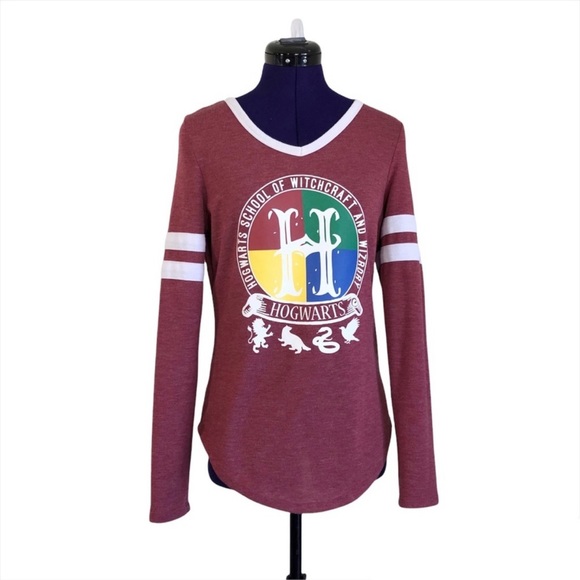 Harry Potter Hogwarts Burgundy Long Sleeve - Picture 1 of 16